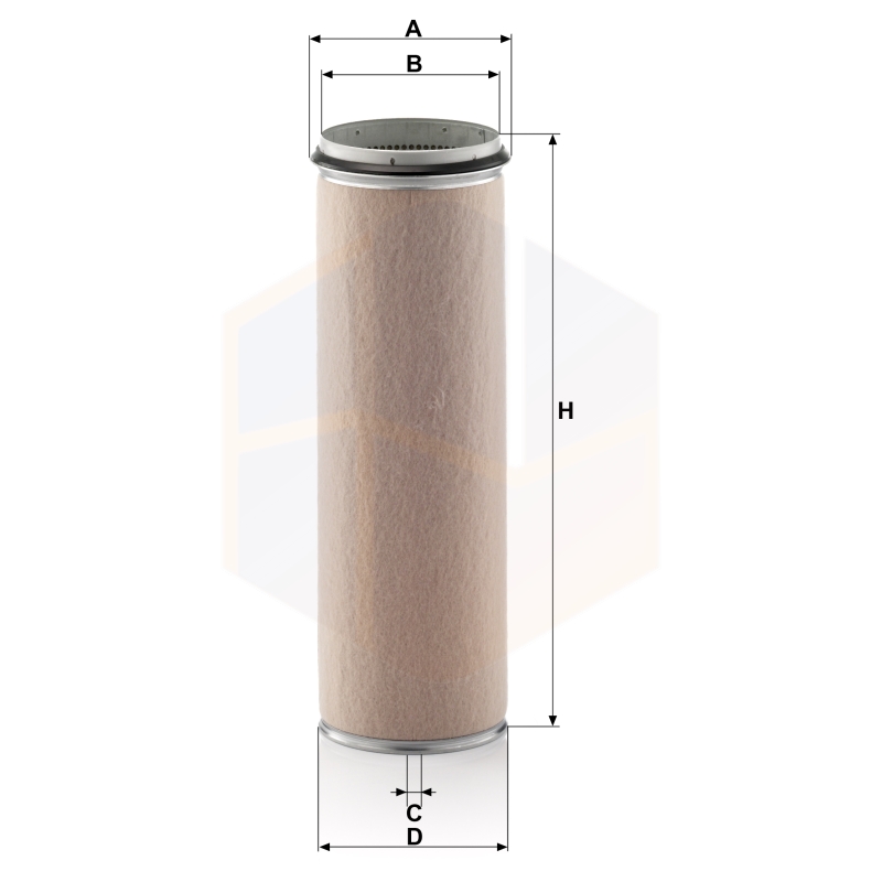 MANN-FILTER CF 811 - Elemento Secondario Filtro Aria Per Applicazioni Off-Highway, Dimensioni 325x90mm